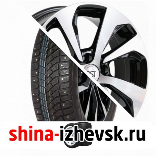 Колесо в сборе Viatti Brina Nordico (V-522) 185/65 R15 T 88 + RST R005 6xR15 4×100 ET40 DIA60.1 Глянцевый черный с полированной лицевой частью в Ижевске
